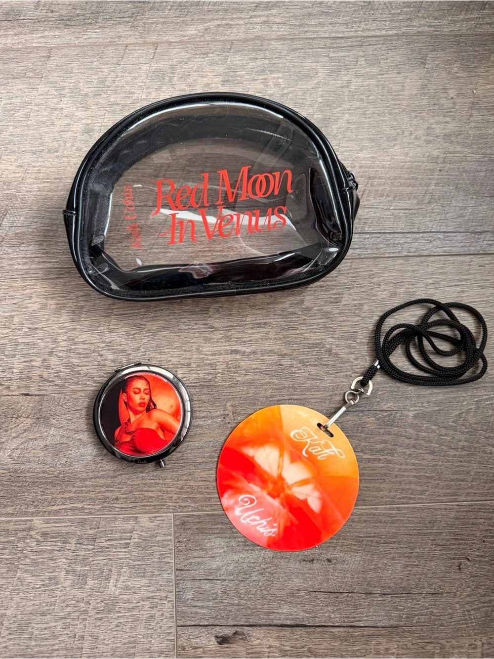 Red Moon In Venus VIP Clear Cosmetic Pouch with Red-Orange Accessories